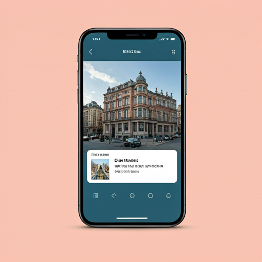 An in-app view of an urban experience on a smartphone screen